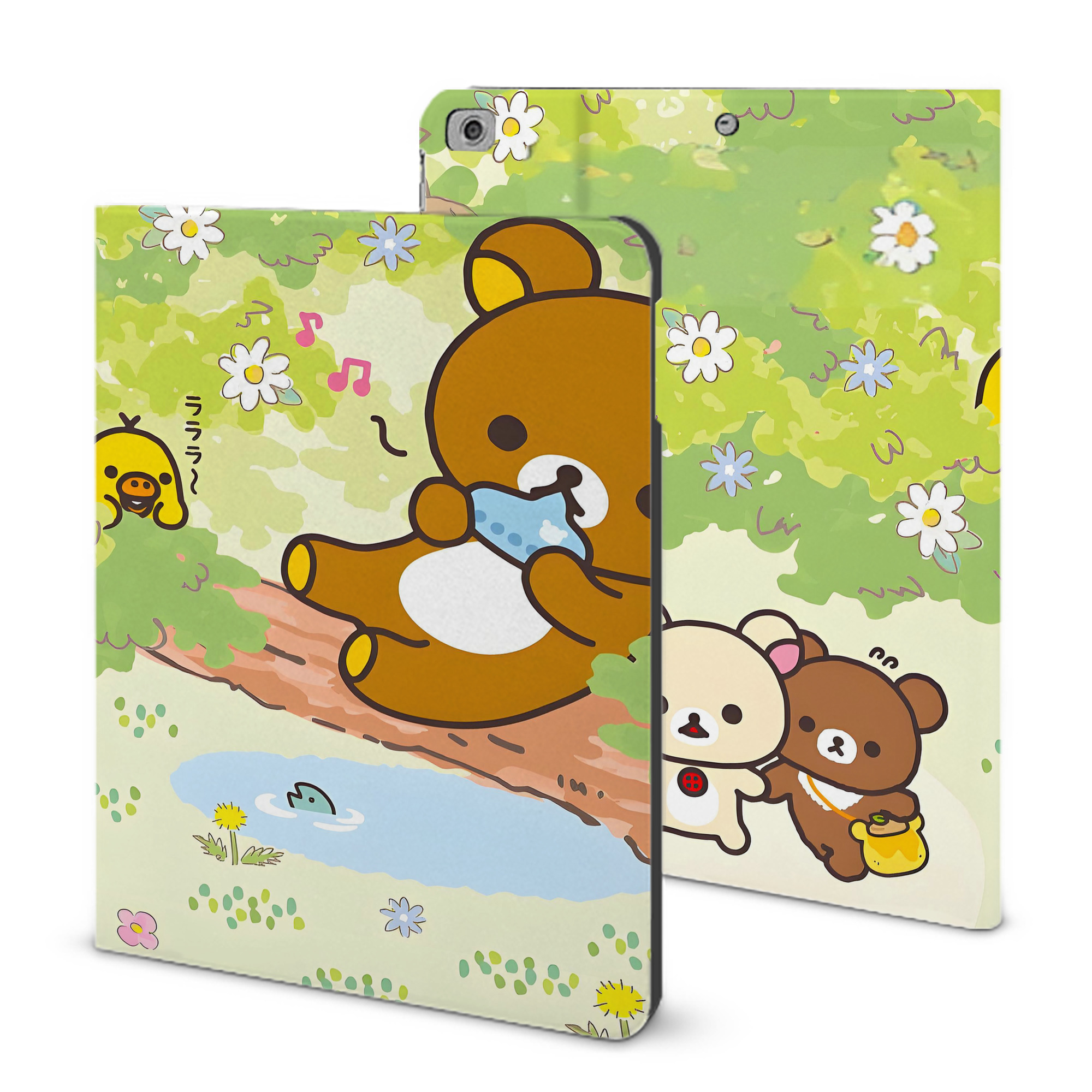 （画像用） リラックマ リラックマ キイロイトリ Rilakkuma Korilakkuma Kiiroitori IPad ケース ブック型 PUレザー TPU 耐衝撃 軽量 薄型 ペン収納なし 全面保護 IPad 各モデル対応